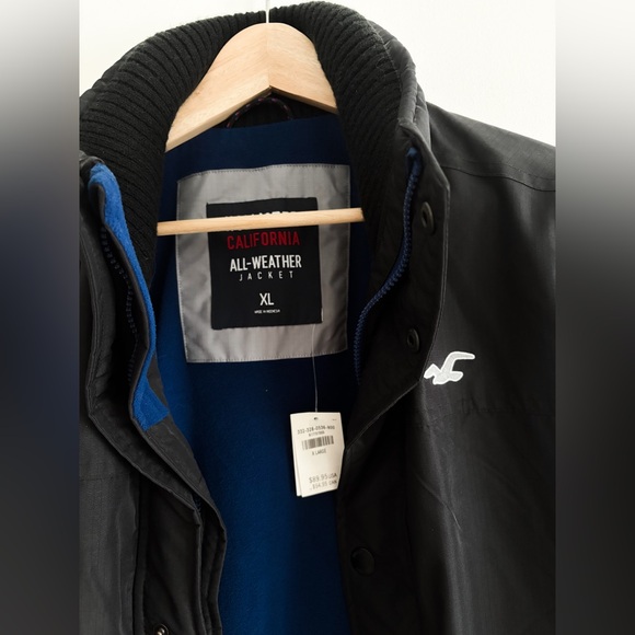 NWT Hollister Men’s All Weather Jacket with zipper, Size XL - Navy Blue - Picture 9 of 9